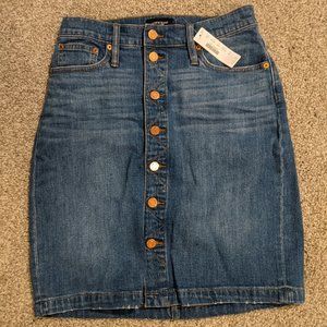 J. Crew Denim Button Pencil Stretch Skirt 26 NWT